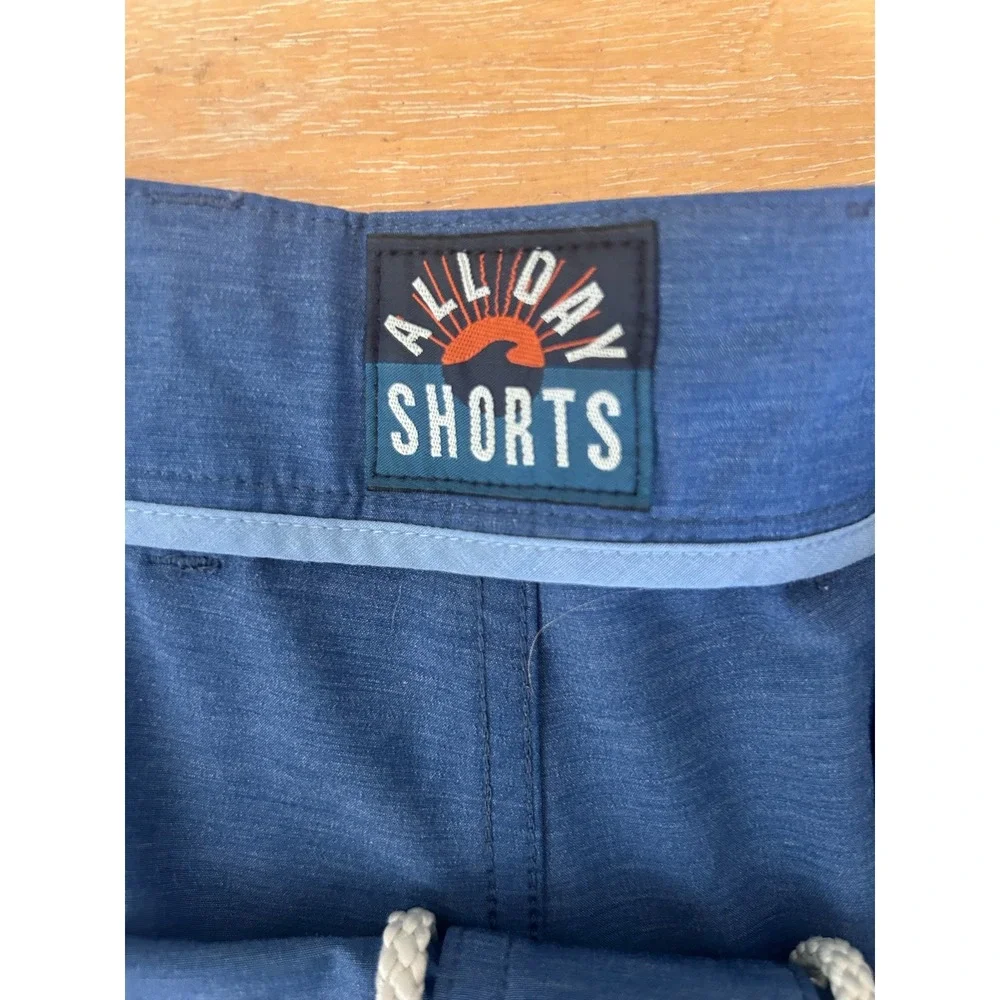 Faherty All Day Shorts Mens 38 Blue Heathered Hybrid Quick Dry Stretch‎ Summer